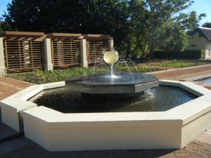 Cape Town Water Features Fountain in centre of biopond Vergelegen