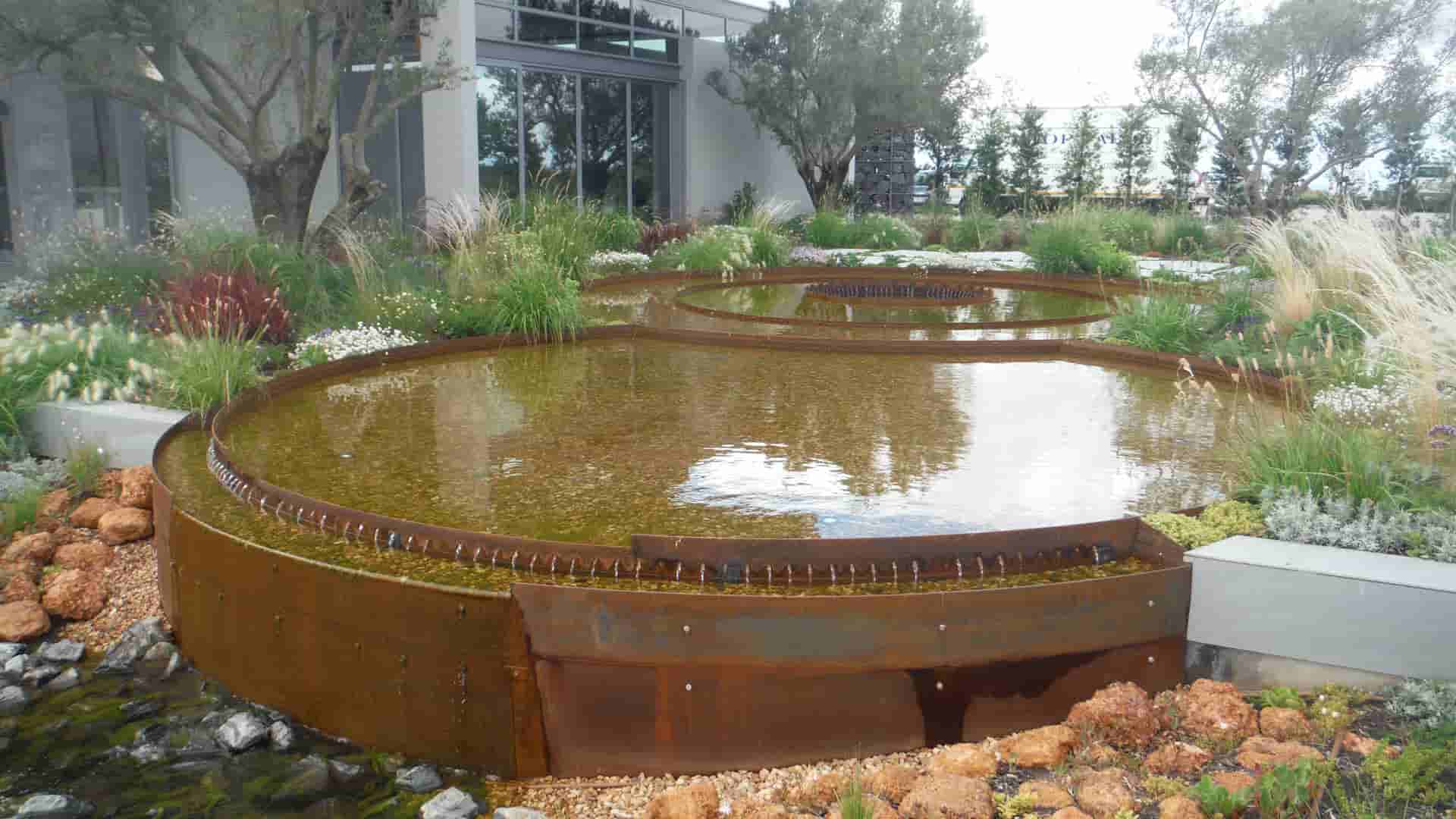 cape town water features corten circular ponds at cavalli estate somerbosch