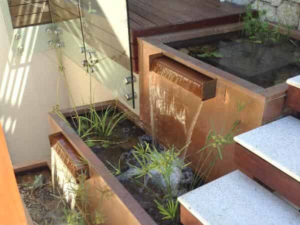 Outdoor Water Features Prefab Copper cladded rimflow water feature - Clifton